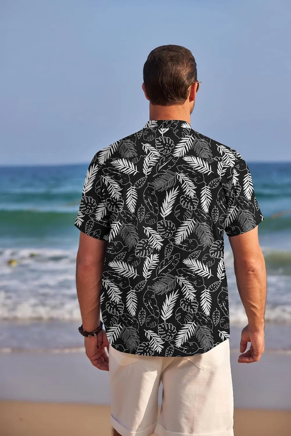 COOFANDY Men's Henley Shirts Band Collar Short Sleeve Shirt Casual Summer Beach Shirt Hippie T Shirt Fashion Hawaiian Shirt