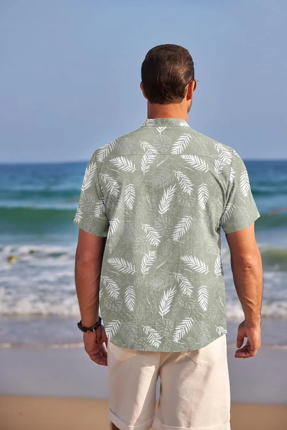 COOFANDY Men's Henley Shirts Band Collar Short Sleeve Shirt Casual Summer Beach Shirt Hippie T Shirt Fashion Hawaiian Shirt