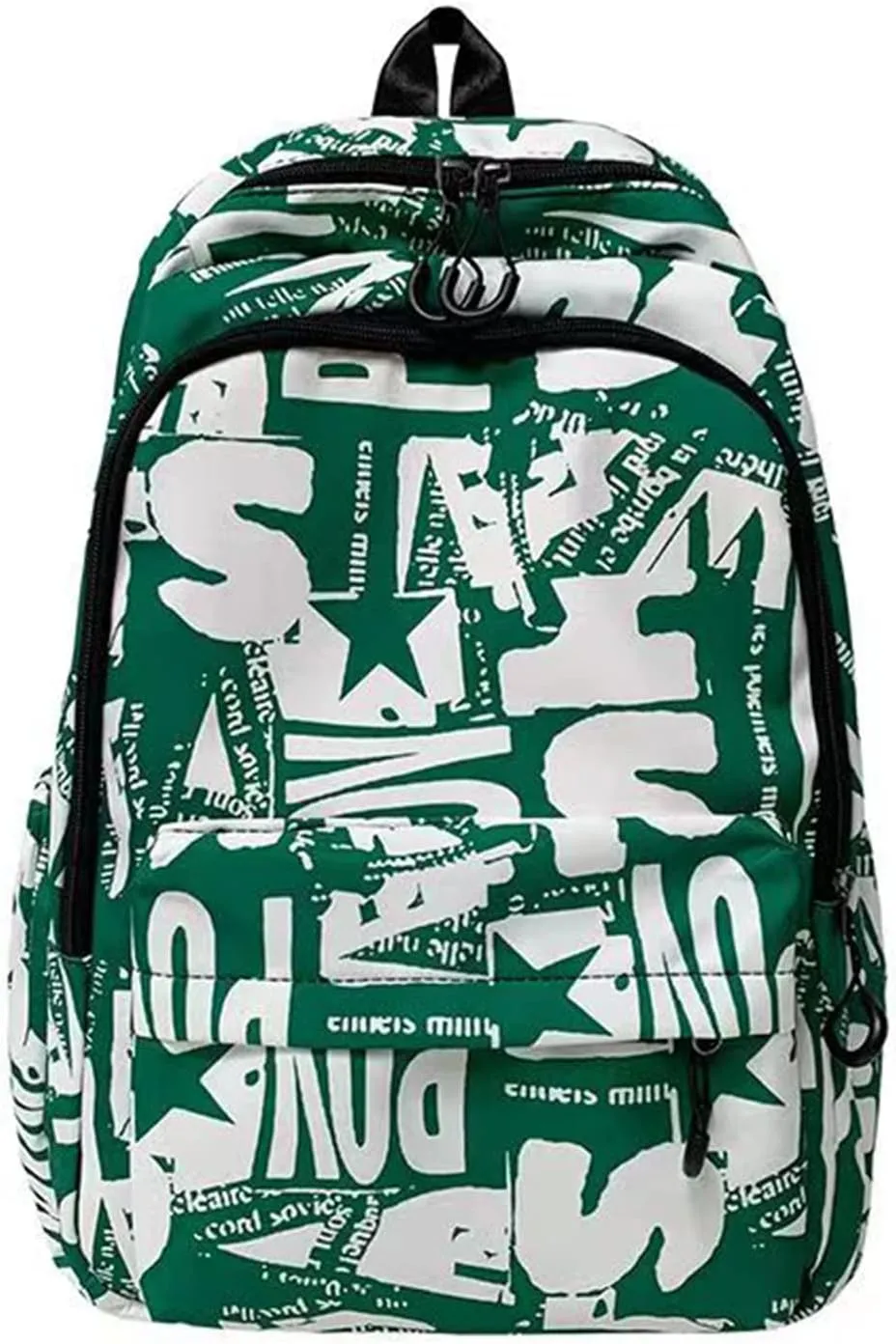 Cool Graffiti Backpack for Women Travel Bag Lightweight Large Bookbag Casual Laptop Computer Bag with Bottle Side Pockets (Green)