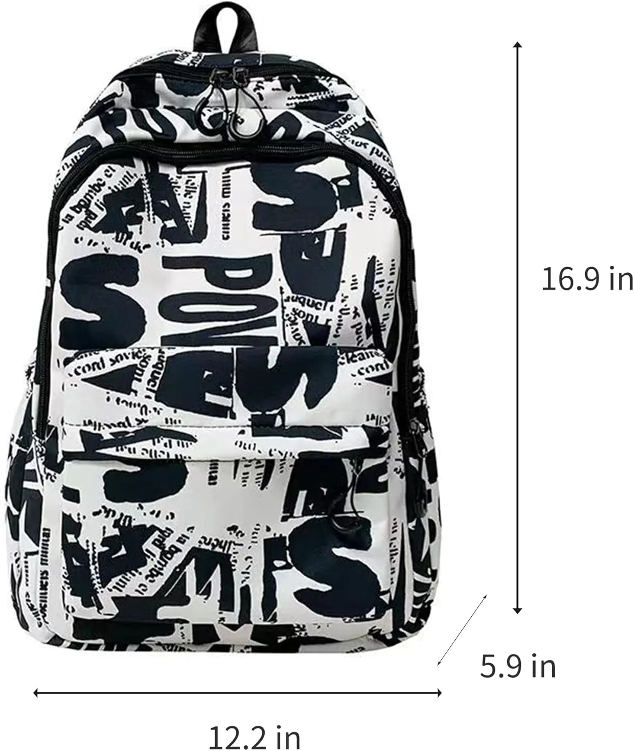 Cool Graffiti Backpack for Women Travel Bag Lightweight Large Bookbag Casual Laptop Computer Bag with Bottle Side Pockets (Green)