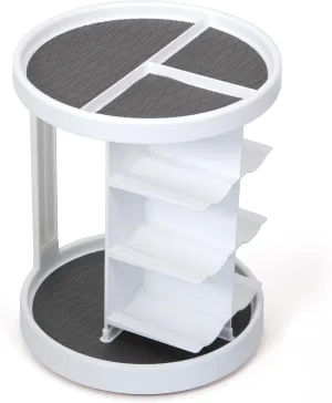 Copco White and Gray 2 Tier Vitamin Turntable with 6 Cradles for Vitamins, Supplements, ect with Non Slip Grip and Stacked Layers for Spae Saving