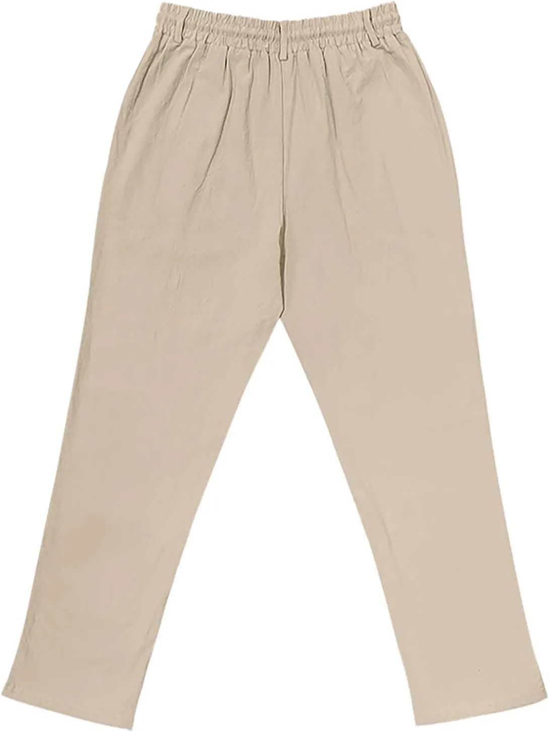 Cotton Linen Pants for Men Elastic Waist Button Down Casual Lightweight Loose Fit Trousers Summer Beach Yoga Pants