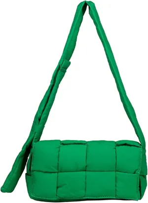 Cotton Padded Cassette Crossbody Bag Puffer Woven Shoulder Bag Puffy Down Knitting Handbag Nylon Y2k Trendy Purse