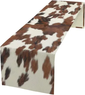 Cow Print Table Runner, Cowhide Print Western Style Table Runner Country Farmhouse Cottage Cow Patten Table Decoration for Home Kitchen Dining, 13x108 Inch