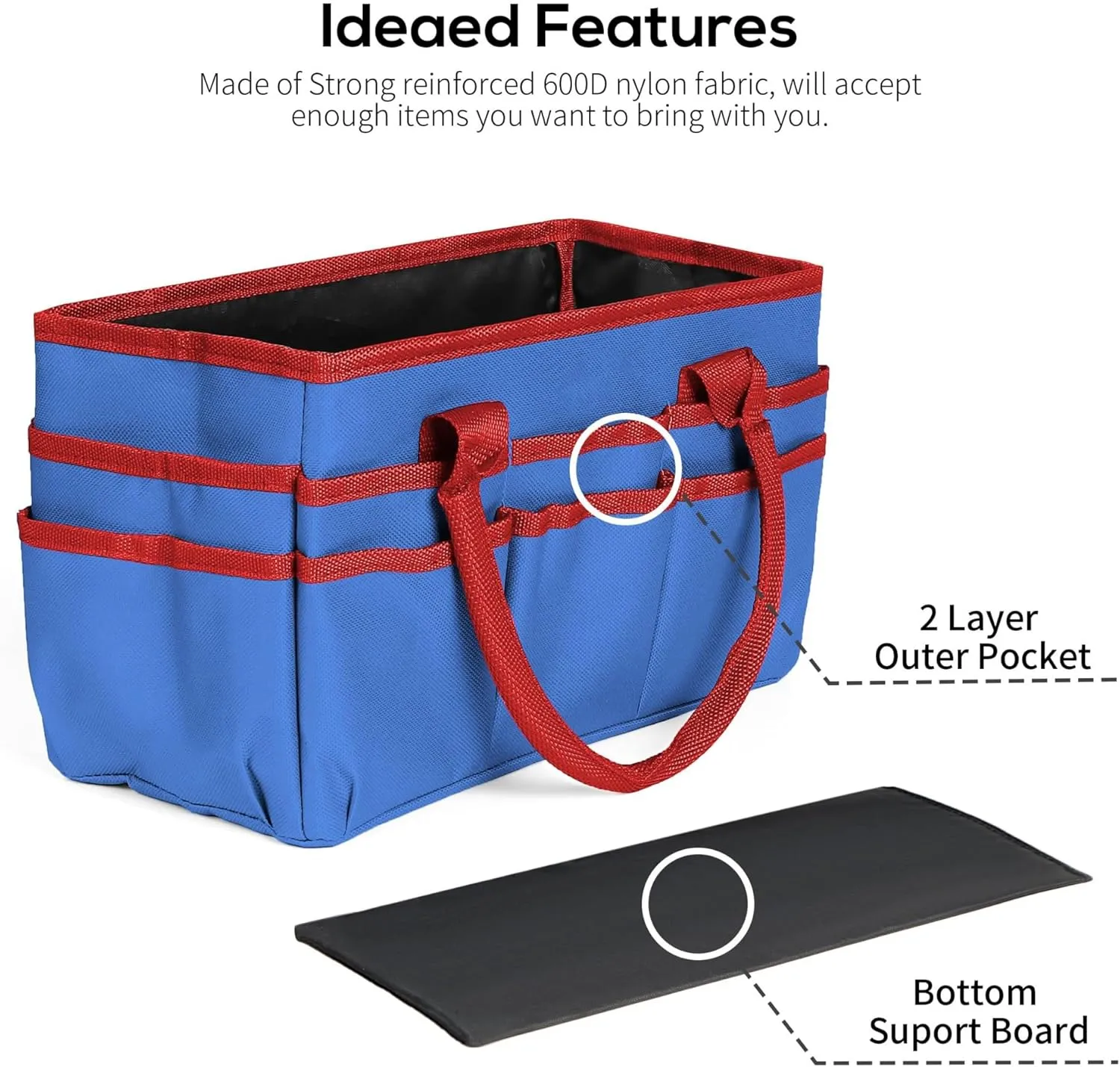 Craft and Art Tote - 600D Blue Nylon Fabric Art Sewing Organizer Bag with Pockets, for Craft, Scrapbooking, and Office Supplies Storage(Blue)
