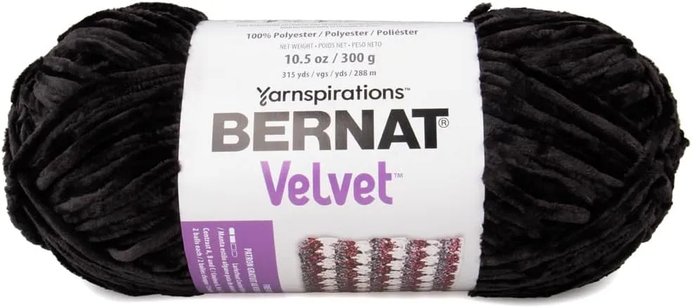 Craft County 315 Yards of Medium Velvet Yarn – 100% Machine Wash and Dryable Polyester (Black Bird)