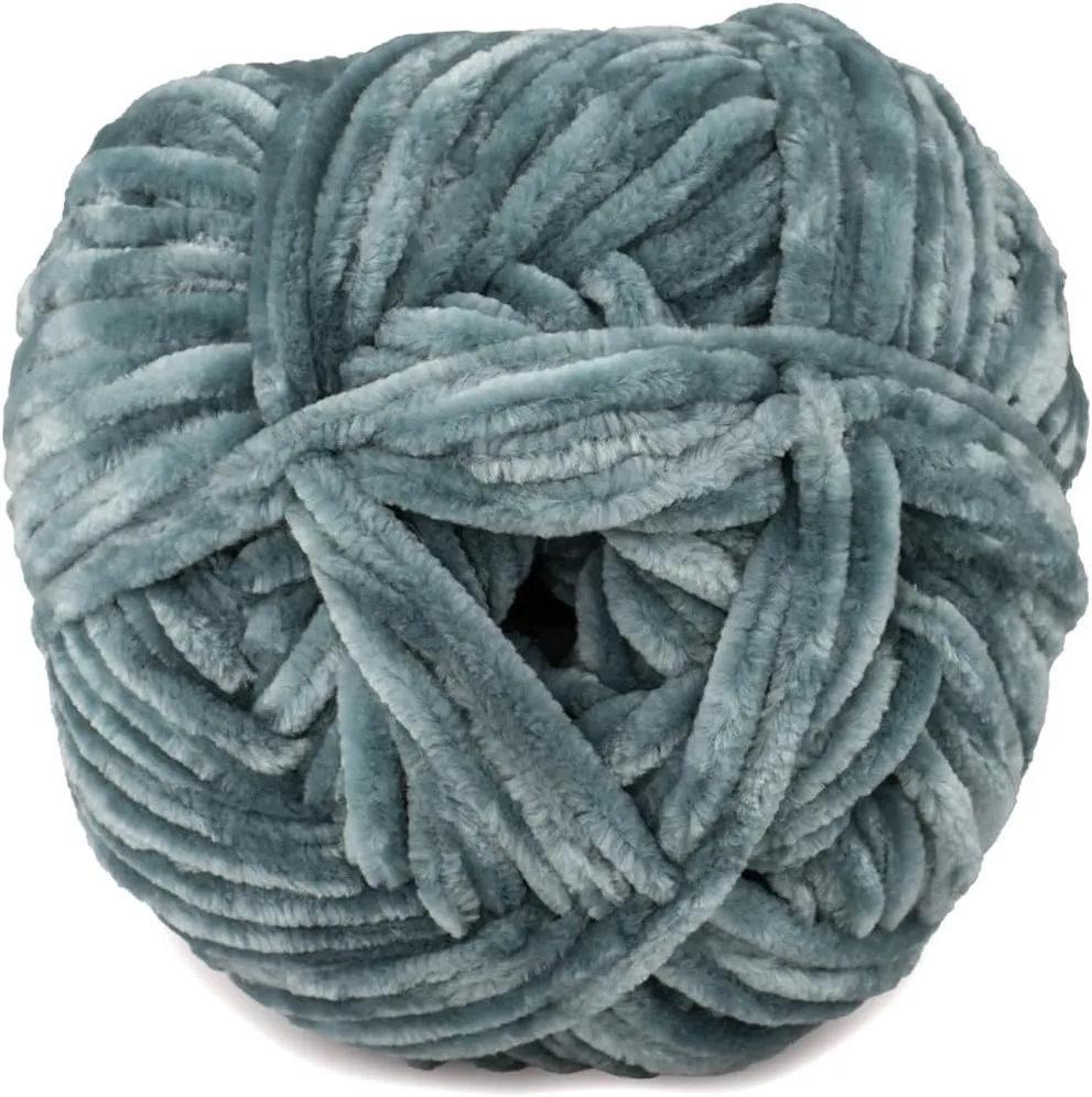 Craft County 315 Yards of Medium Velvet Yarn – 100% Machine Wash and Dryable Polyester (Frosted Pine)