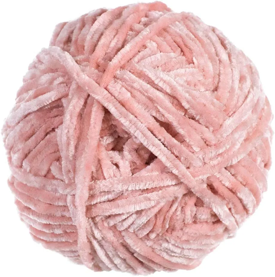 Craft County 315 Yards of Medium Velvet Yarn – 100% Machine Wash and Dryable Polyester (Quiet Pink)