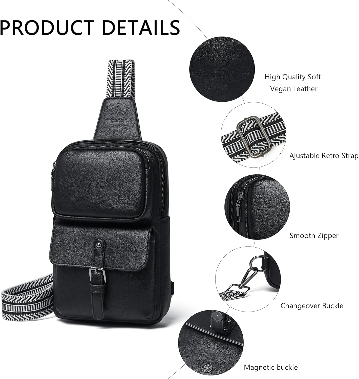 Crossbody Bags for Women Men Sling Bag 5 Pockets Fanny Pack Sling Backpack Chest Daypack Travel Purse Anti Theft