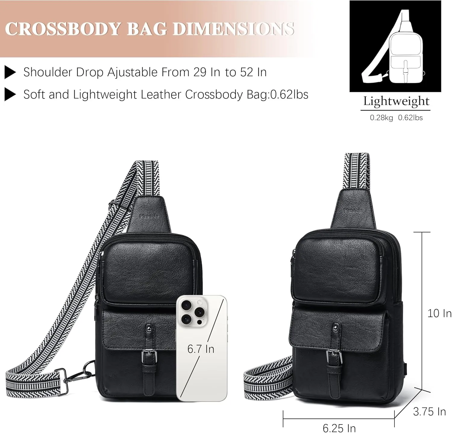 Crossbody Bags for Women Men Sling Bag 5 Pockets Fanny Pack Sling Backpack Chest Daypack Travel Purse Anti Theft