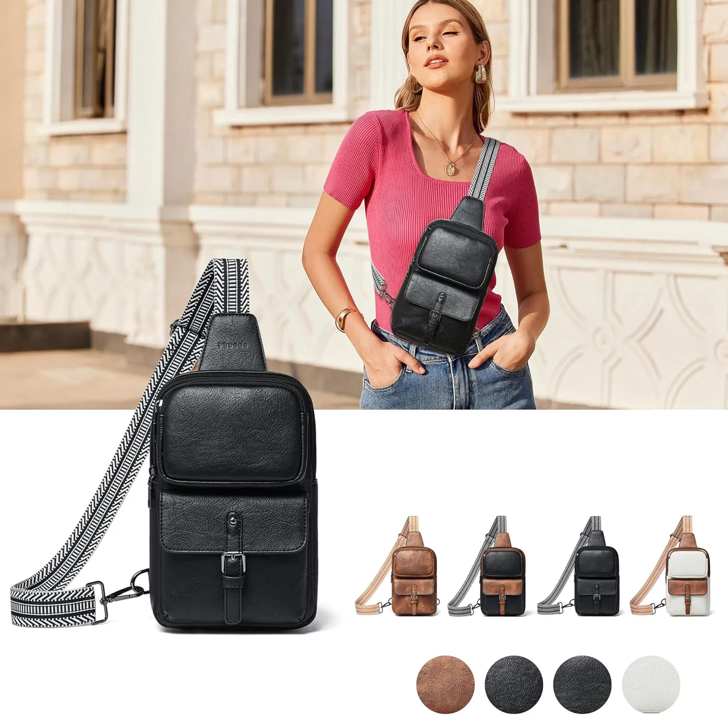 Crossbody Bags for Women Men Sling Bag 5 Pockets Fanny Pack Sling Backpack Chest Daypack Travel Purse Anti Theft