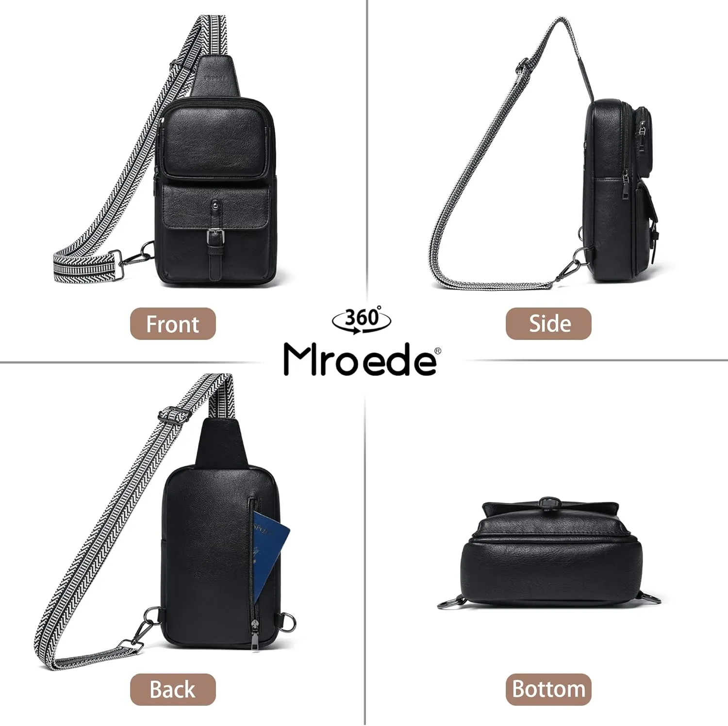 Crossbody Bags for Women Men Sling Bag 5 Pockets Fanny Pack Sling Backpack Chest Daypack Travel Purse Anti Theft