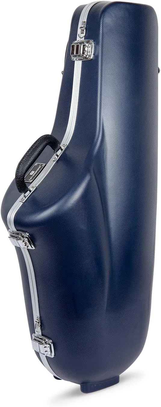 Crossrock ABS Tenor Saxophone Case – Contoured Blue Diamond Texture, Deep Blue Velvet Interior, Accessory Pocket, Security Lock & Detachable Strap