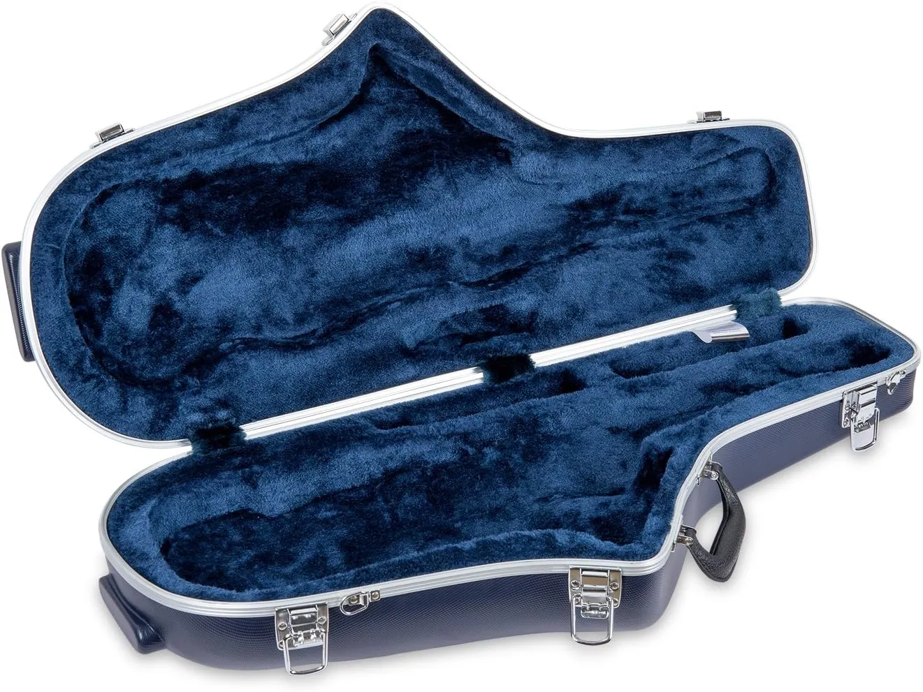 Crossrock ABS Tenor Saxophone Case – Contoured Blue Diamond Texture, Deep Blue Velvet Interior, Accessory Pocket, Security Lock & Detachable Strap