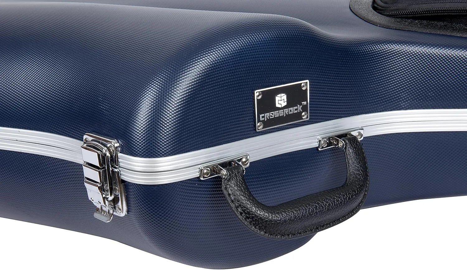 Crossrock ABS Tenor Saxophone Case – Contoured Blue Diamond Texture, Deep Blue Velvet Interior, Accessory Pocket, Security Lock & Detachable Strap