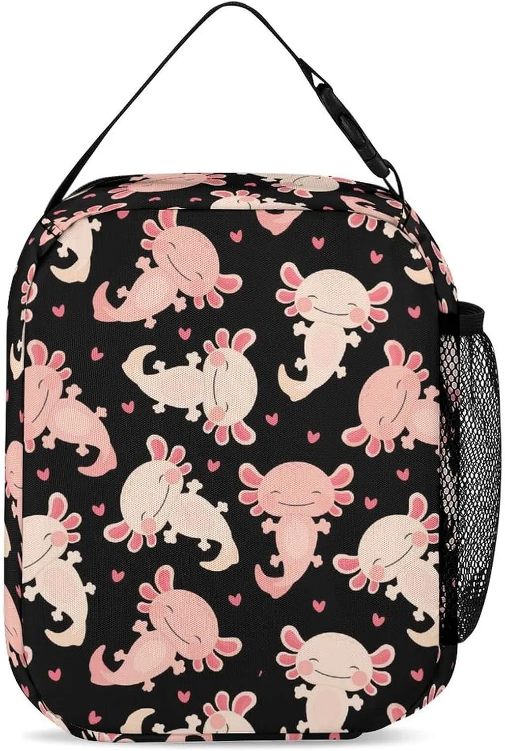 Custom Axolotl Backpack with Lunch Box & Pencil Case for Kids Girls Boys School, 16 Inch Cute Axolotls Bookbag, School Backpack for Students Children, Lightweight, Large Capacity