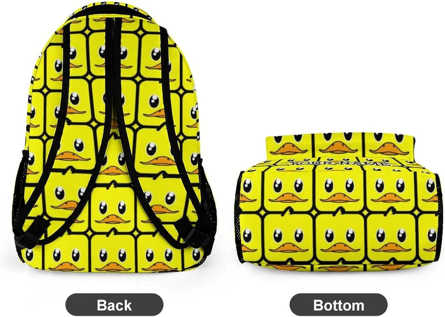 Custom Duck Backpack for Kids Girls Boys School, 16 Inches Cute Duck Theme Bookbag, Adjustable, Large Capacity, Lightweight, Colorful Duck Backpack for School