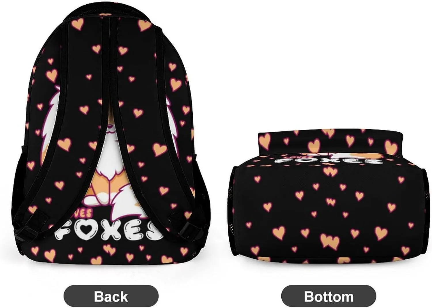 Custom Fox School Backpack for Kids Girls Boys, 16 Inch Cute Foxes Themed Bookbag, Personalized School Backpack for Students Children, Lightweight, Large Capacity