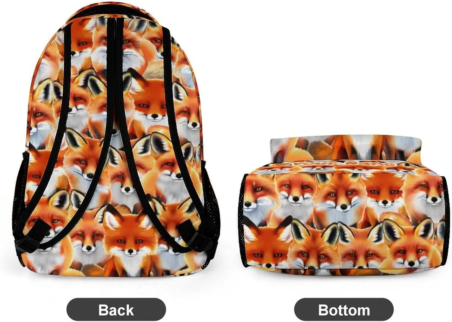 Custom Fox School Backpack for Kids Girls Boys, 16 Inch Cute Foxes Themed Bookbag, Personalized School Backpack for Students Children, Lightweight, Large Capacity