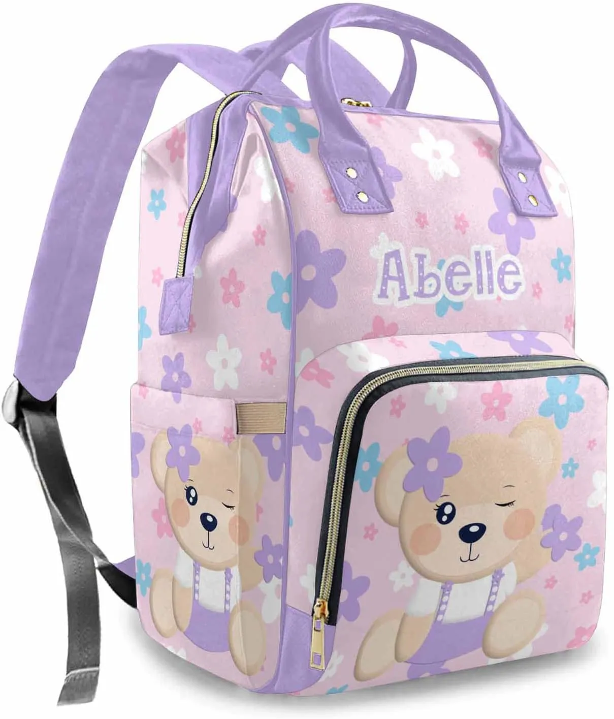 Custom Nursing Baby Bags with Name for Mommy Customized Nylon Waterproof Nursing Mommy Daypack, Casual Travel Backpack for Women Mom 0303-13