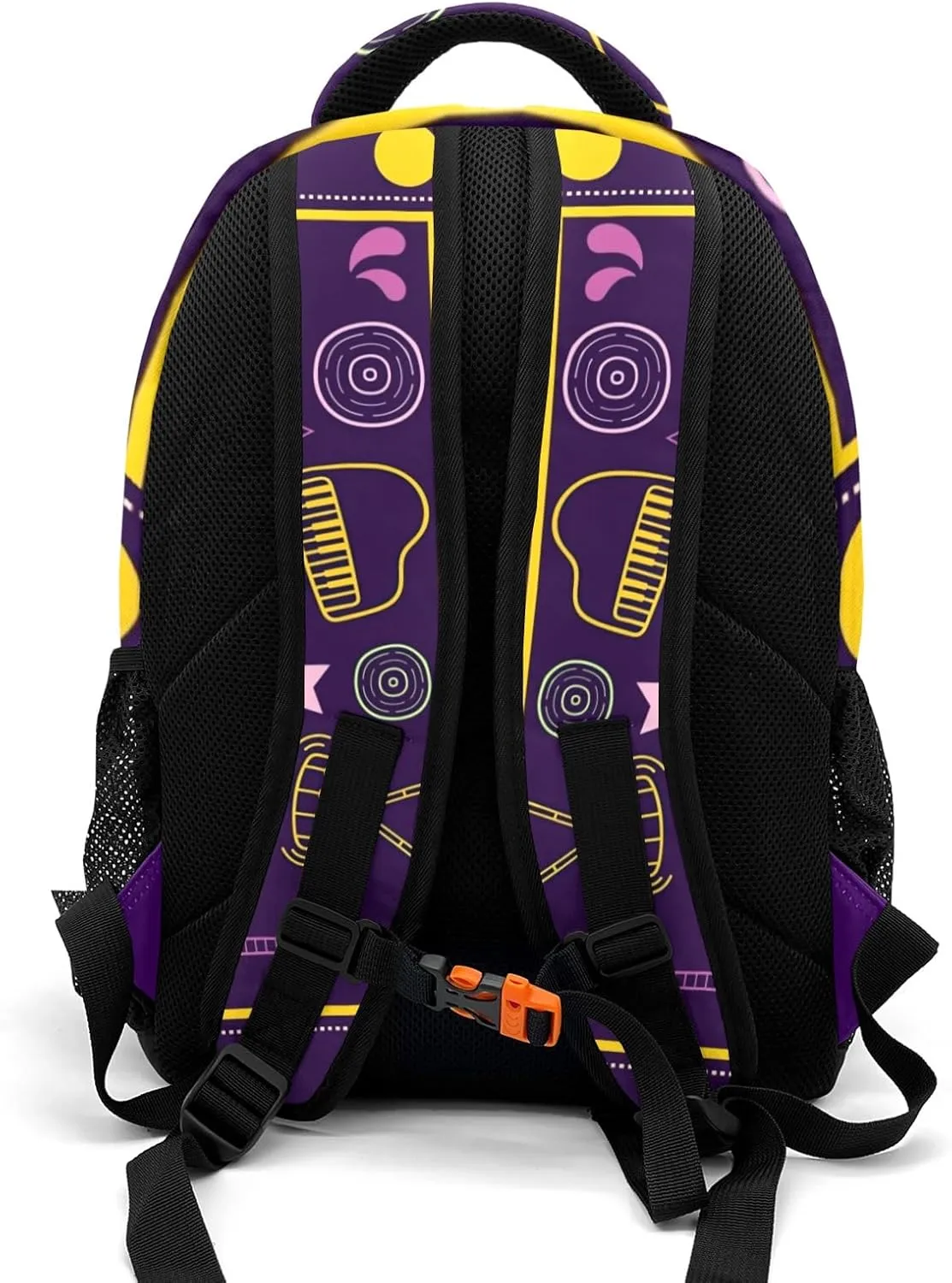 Custom Purple Cartoon Music Backpack Custom Name Large Capacity Shoulder Bags for Sports Party