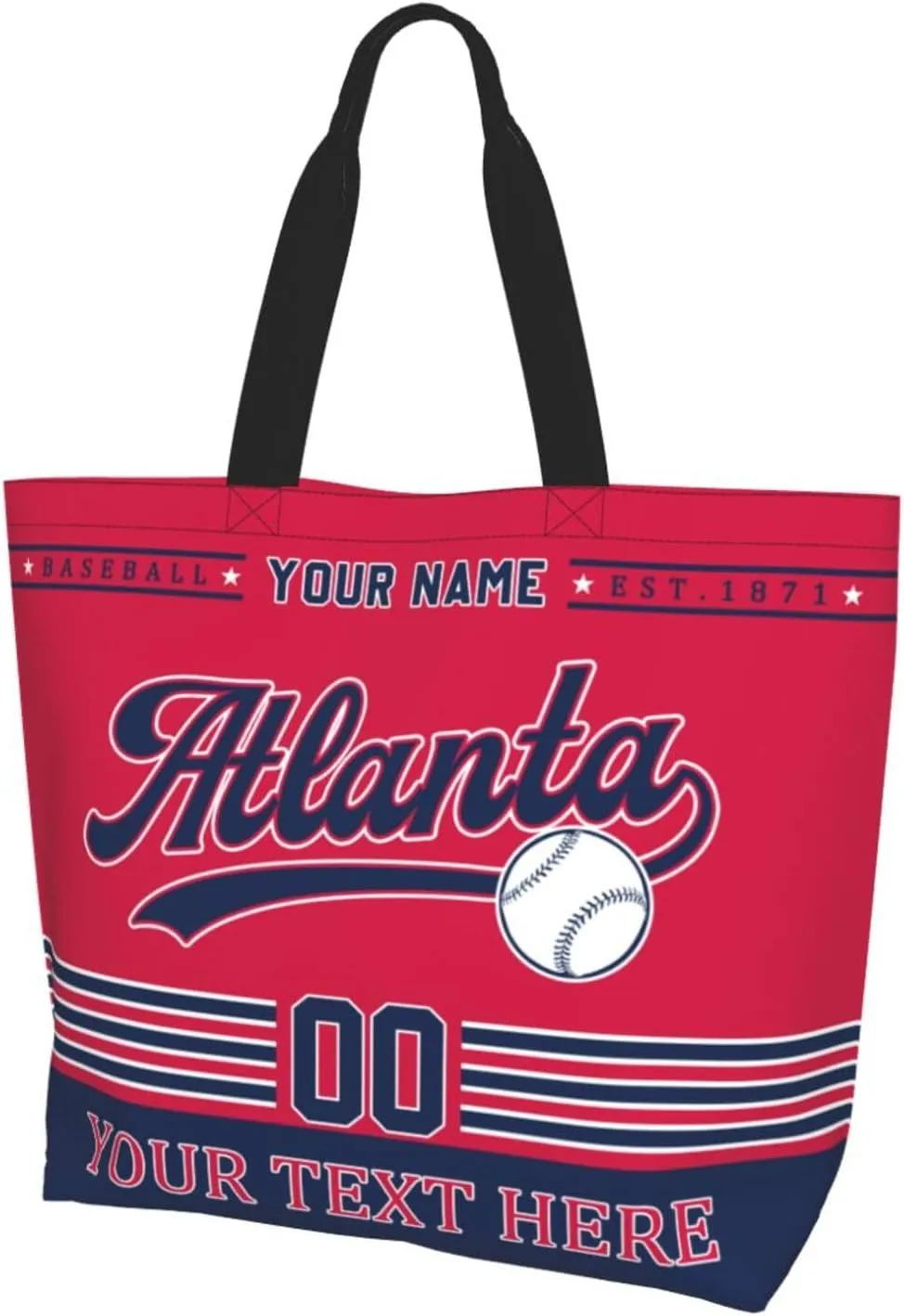 Custom Tote Bags Personalized Custom Baseball Shoulder Bag Shopping Tote Beach Travel Handbag for Women Fans Gift