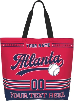Custom Tote Bags Personalized Custom Baseball Shoulder Bag Shopping Tote Beach Travel Handbag for Women Fans Gift