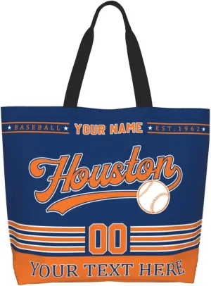 Custom Tote Bags Personalized Custom Baseball Shoulder Bag Shopping Tote Beach Travel Handbag for Women Fans Gift