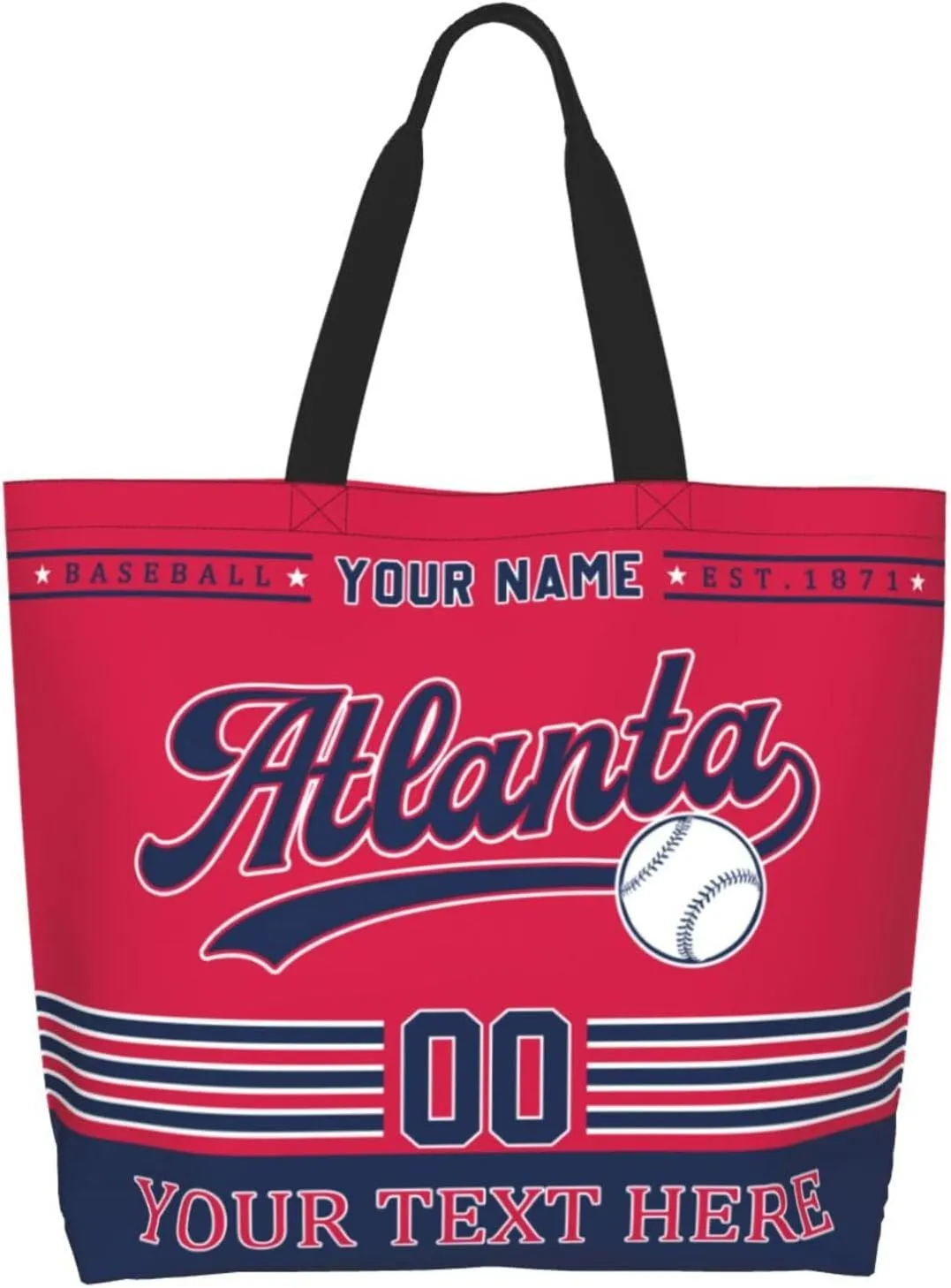 Custom Tote Bags Personalized Custom Baseball Shoulder Bag Shopping Tote Beach Travel Handbag for Women Fans Gift