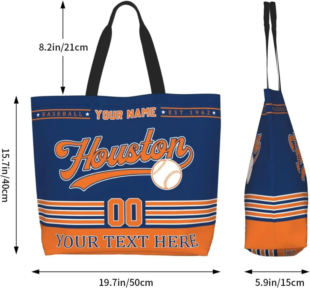 Custom Tote Bags Personalized Custom Baseball Shoulder Bag Shopping Tote Beach Travel Handbag for Women Fans Gift