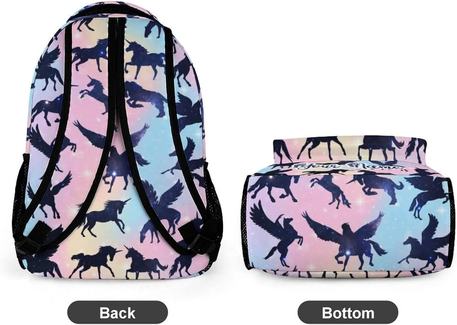Custom Unicorn School Backpack for Kids Girls Boys, 16 Inch Cute Unicorns Themed Bookbag, Personalized School Backpack for Students Children, Lightweight, Large Capacity