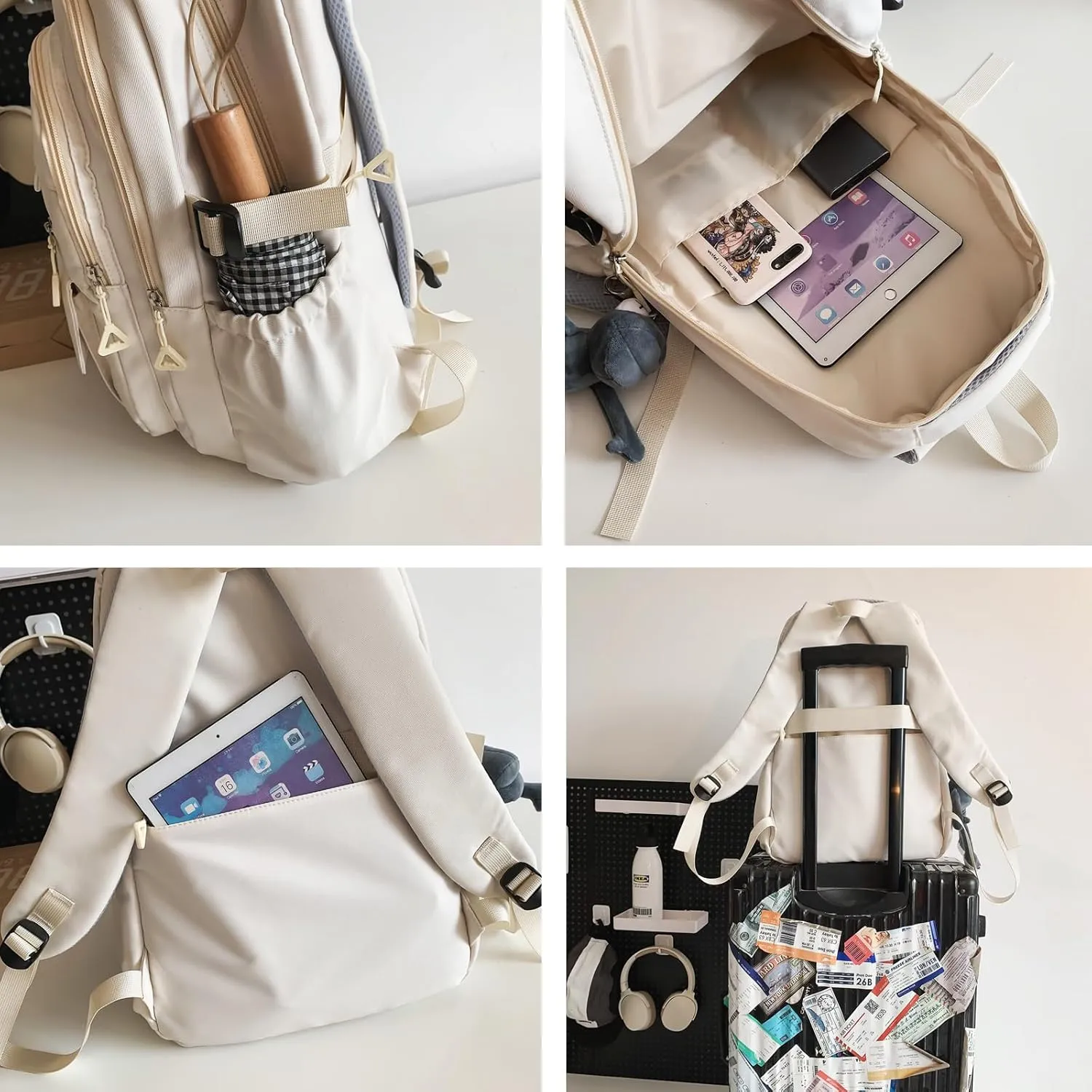 Cute Aesthetic Backpack Girls Backpack for School Large Capacity Bookbags College Backpack for Students Kids Teen Girls Laptop Bookbag Casual Travel Daypacks(Black)