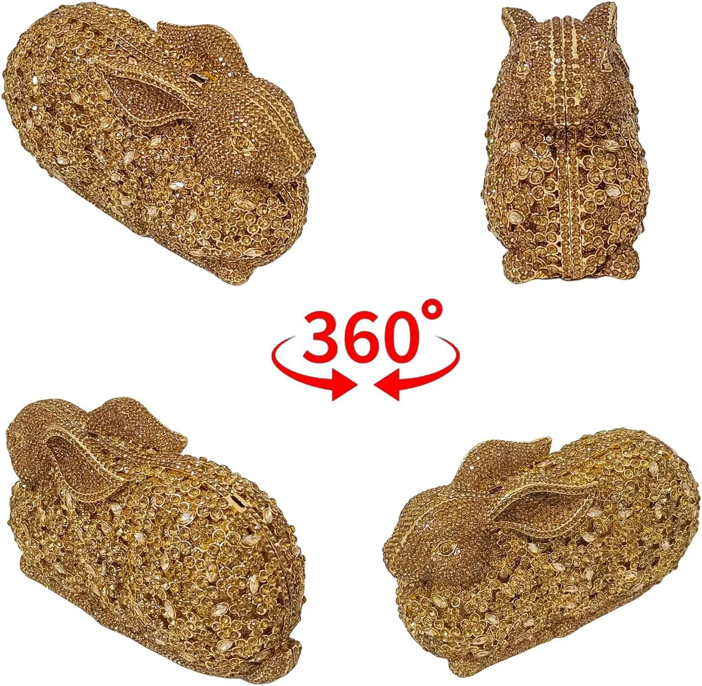 Cute Rabbit Evening Bag Bunny Rhinestone Purse Animal Crystal Clutch for Party Wedding Prom Handbag