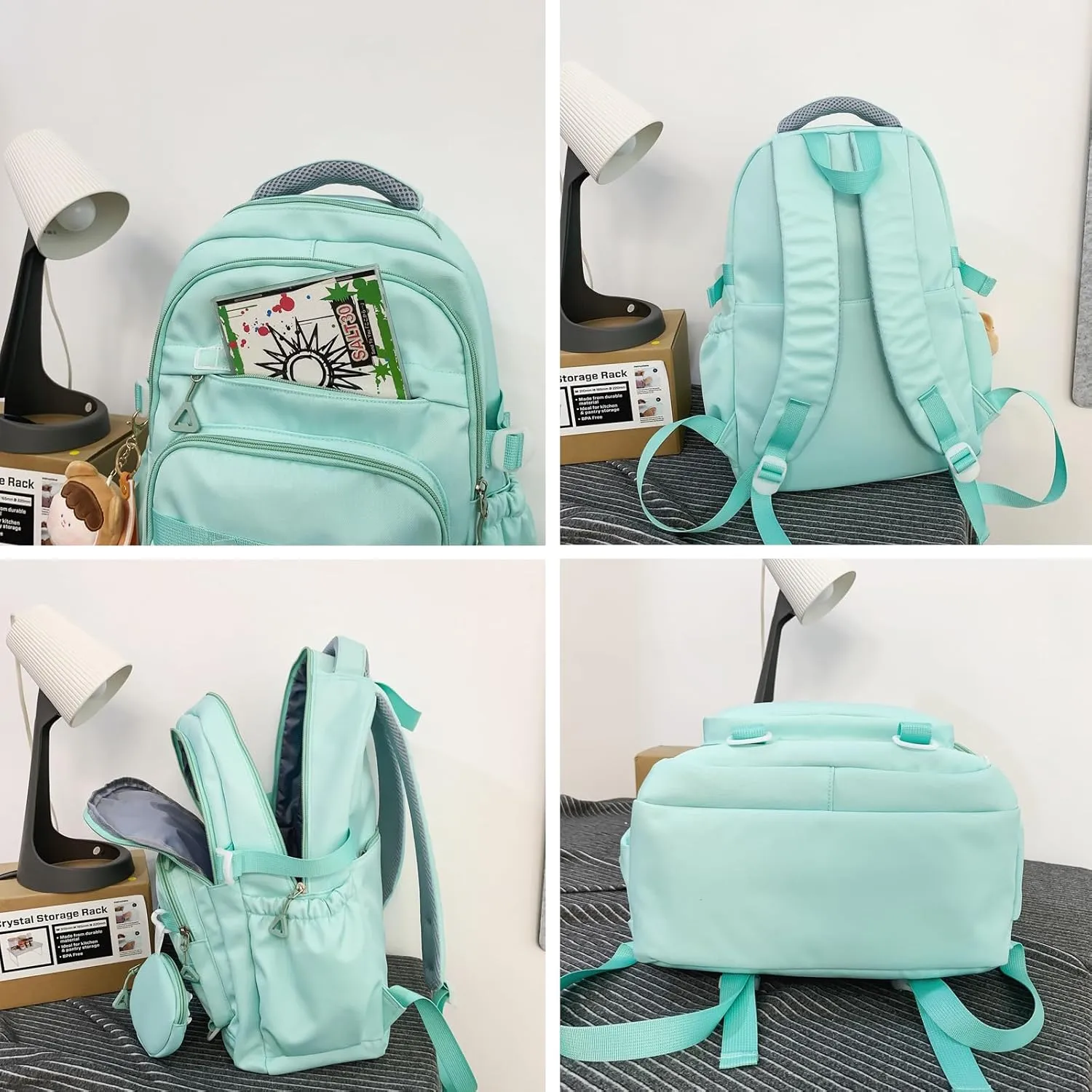 Cute School Backpack for Teen Girls Backpack for School Aesthetic College Backpack for Kids Students Large Travel Laptop Capacity Casual Daypacks Solid Color(White)