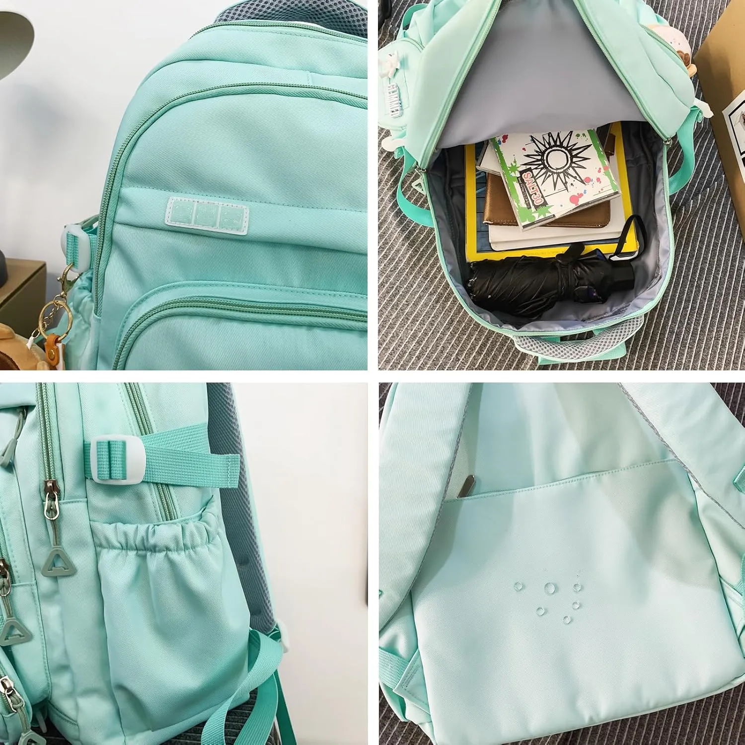 Cute School Backpack for Teen Girls Backpack for School Aesthetic College Backpack for Kids Students Large Travel Laptop Capacity Casual Daypacks Solid Color(White)