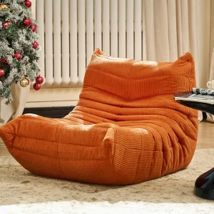CXC Fireside Chair, Gaming Chair Floor, Large Bean Bag Chairs for Adults, Memory Sponge Lazy Sofa, Ergonomic Design Comfy Couch for Living Room丨 Bedroom丨 Home Office丨(Sunset Orange-Velvet)