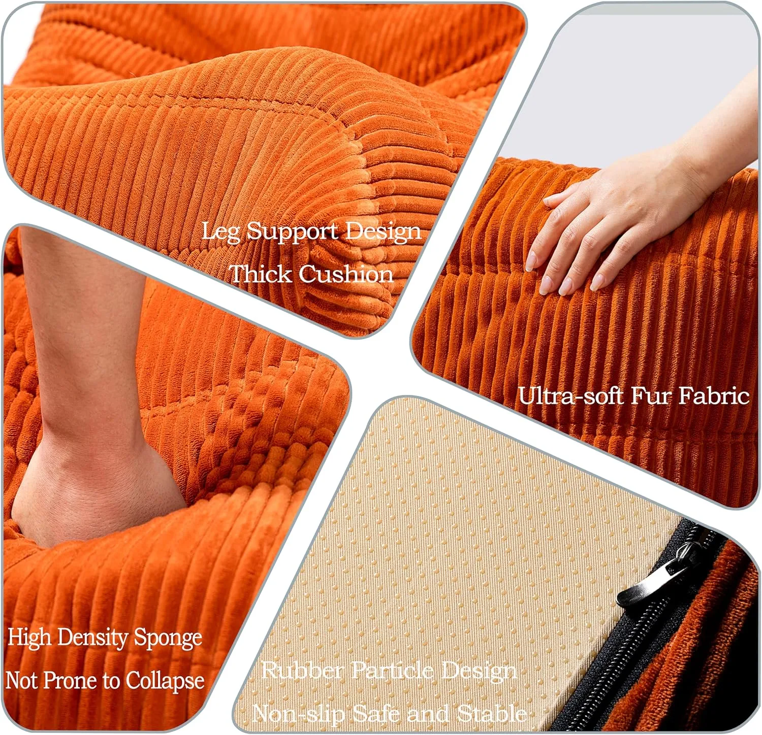 CXC Fireside Chair, Gaming Chair Floor, Large Bean Bag Chairs for Adults, Memory Sponge Lazy Sofa, Ergonomic Design Comfy Couch for Living Room丨 Bedroom丨 Home Office丨(Sunset Orange-Velvet)