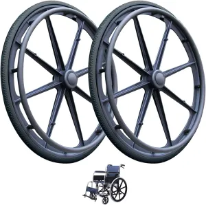 D M Set of 2, Rear Wheels for Wheelchair for 24 inch Wheelchairs, Wheelchair Wheels Replacement with Bearings（12mm）, Black (Size : 24inch/60cm (2 Counts))