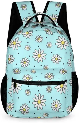 Daisy School Backpack for Kids Girls Boys, 16 Inch Cute daisies Themed Bookbag, Personalized School Backpack for Students Children, Lightweight, Large Capacity