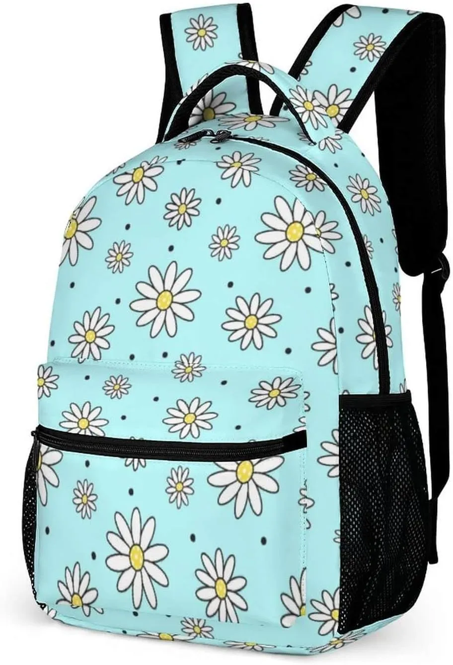 Daisy School Backpack for Kids Girls Boys, 16 Inch Cute daisies Themed Bookbag, Personalized School Backpack for Students Children, Lightweight, Large Capacity