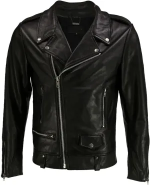 DECIMAL Men's Black Genuine Lambskin Leather Biker Jacket VINTAGE REAL BROWN MOTORCYCLE JACKETS FOR MEN