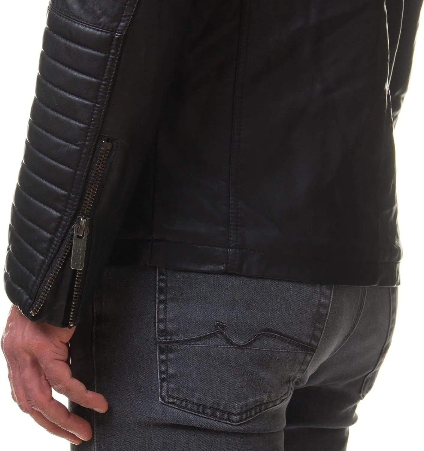 DECIMAL Men's Black REAL Lambskin Leather Biker Jacket VINTAGE GENUINE MOTORCYCLE JACKETS FOR MEN