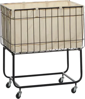 Deco 79 Metal Rectangle Storage Cart with Wheels, 24" x 16" x 26", Black