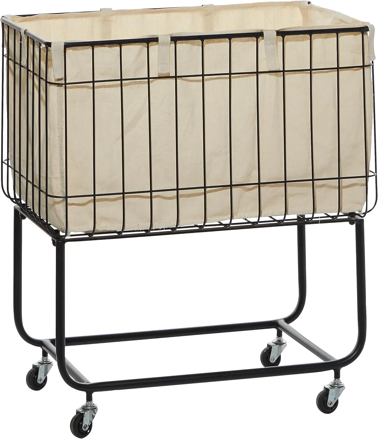 Deco 79 Metal Rectangle Storage Cart with Wheels, 24" x 16" x 26", Black