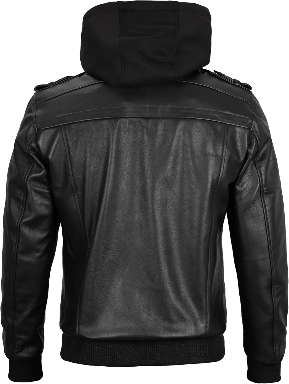 Decrum Hooded Leather Jacket Men - Casual Detachable Hood Leather Jackets for Men