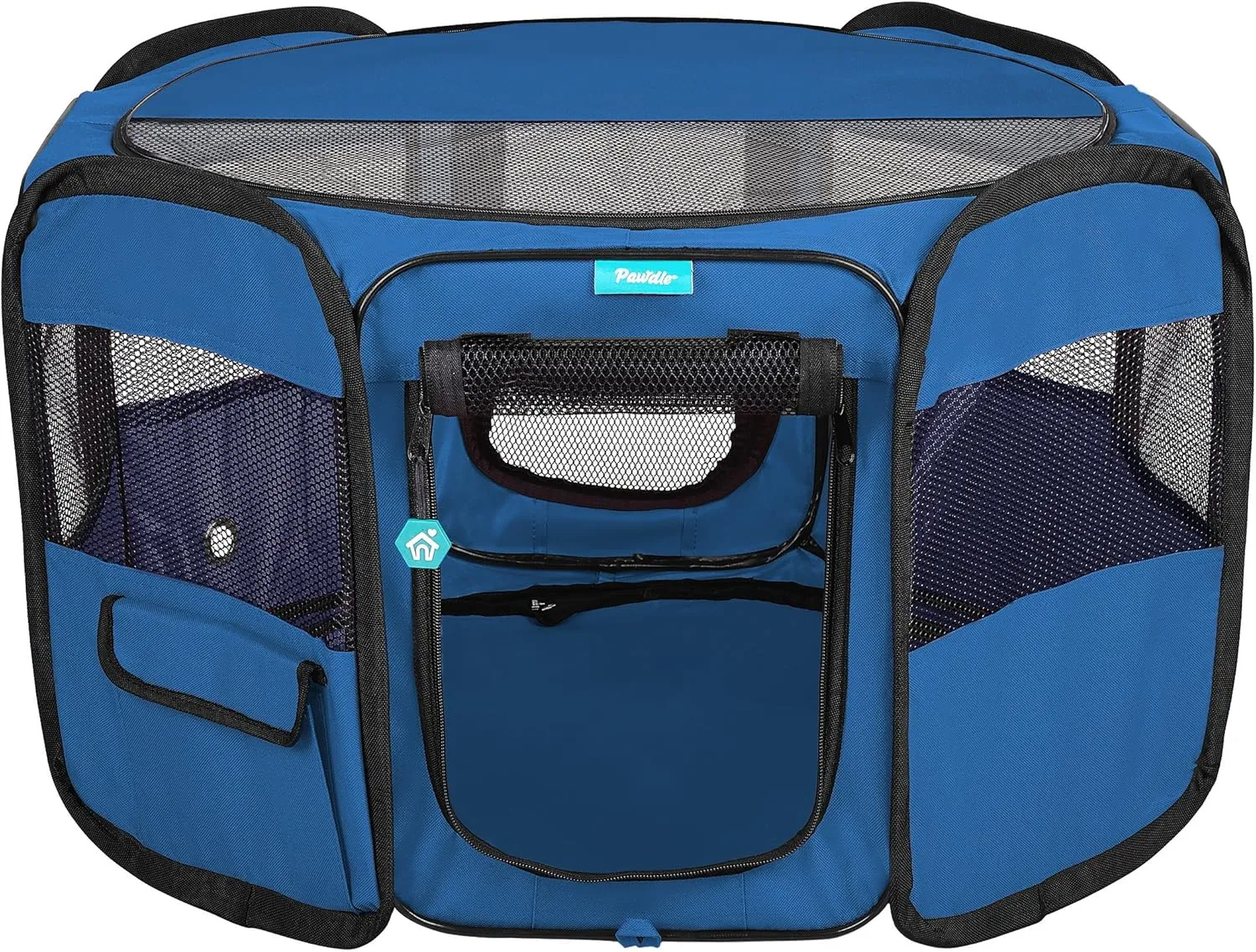 Deluxe Premium Pet Dog Playpen Portable Soft Dog Exercise Pen Kennel with Carry Bag for Dogs, Cats, Kittens, and All Pets (Small, Blue)