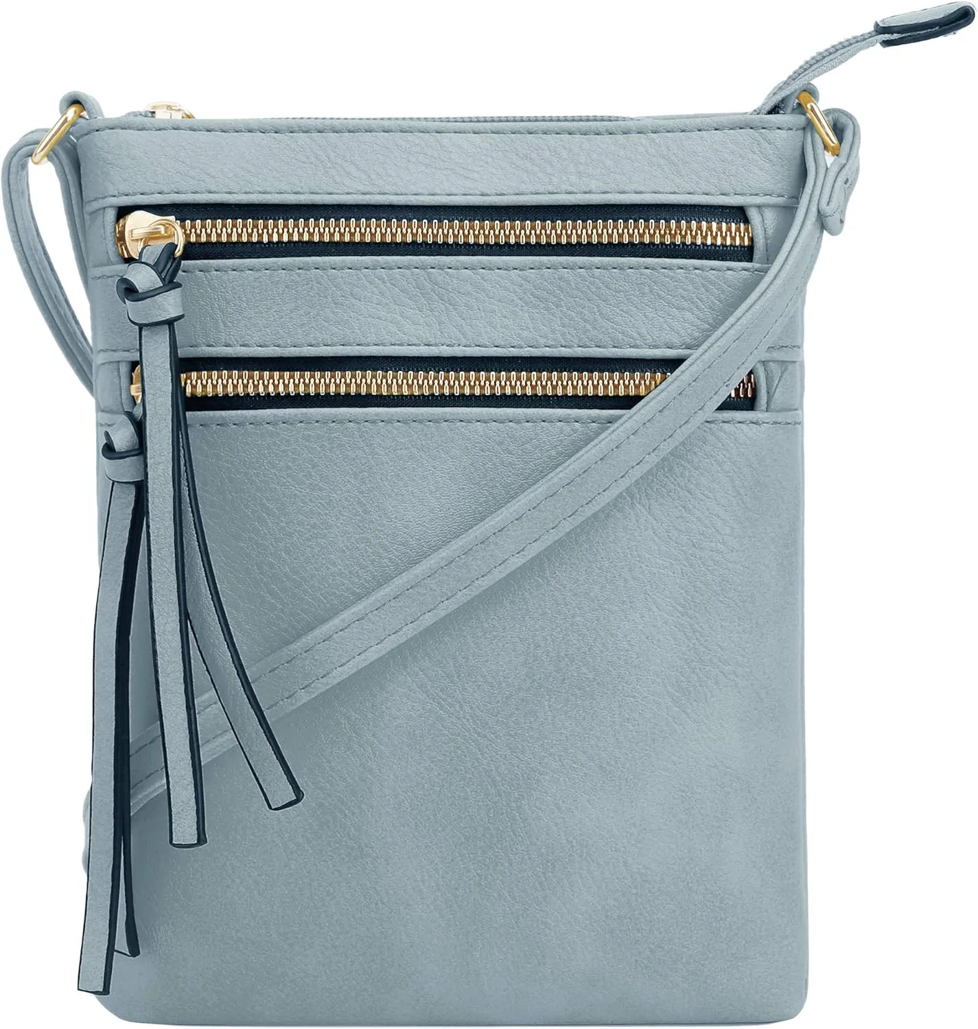 DELUXITY | Crossbody Purse Bag | Functional Multi Pocket Double Zipper Purse | Adjustable Strap | Medium Size Purse | Pacific