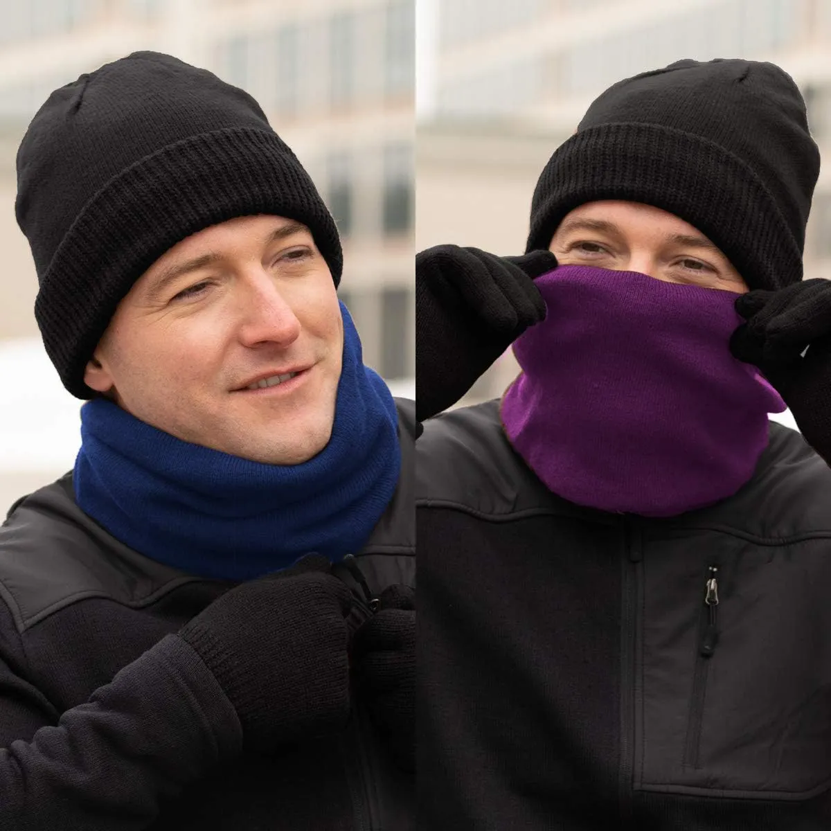 DG Hill Winter Neck Warmer - 2 Pack Face Mask Cold Weather - Neck Gaiter for Men Women Thick Thermal Fleece Lined Ski Outdoor