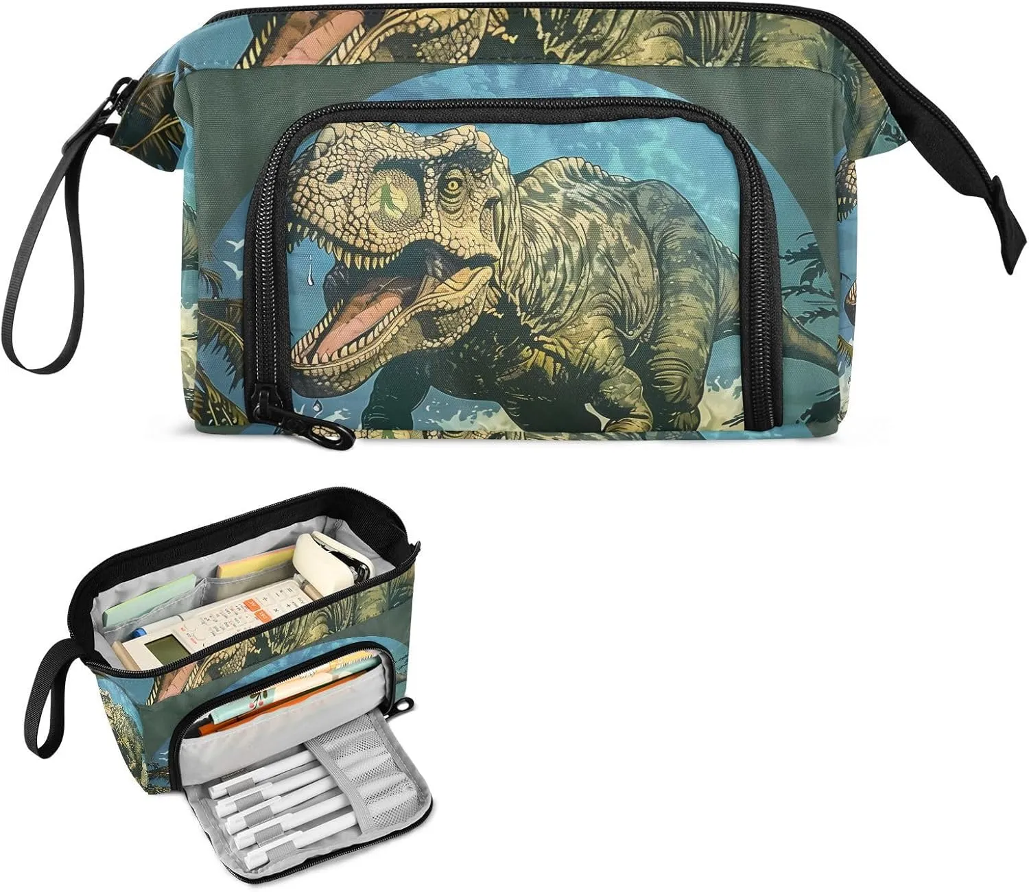 Dinosaur Pencil Case Large Pencil Pouch Big Pencil Box Pen Bag Organizer Pencil Bags with Zipper for Adults Girls Kids Boys School 064