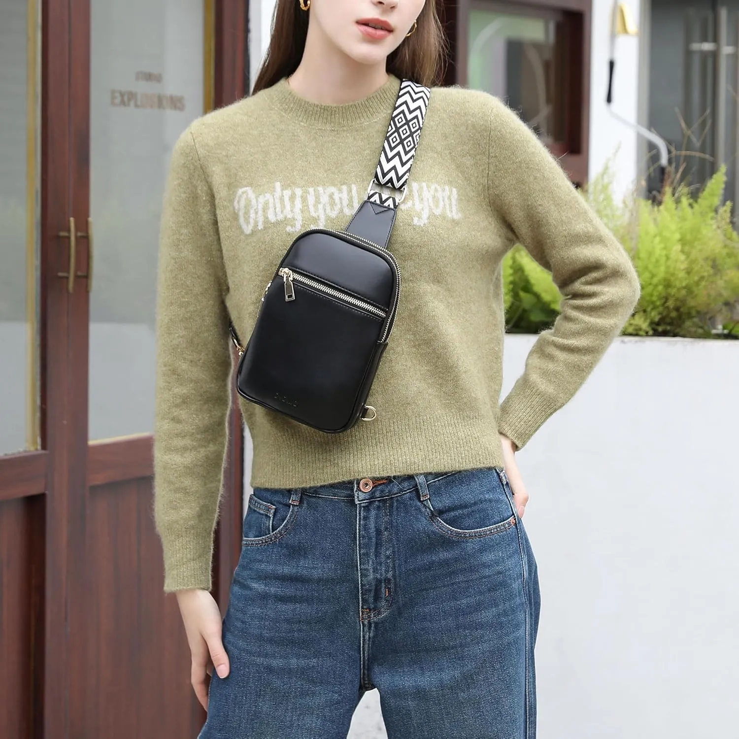 DIOMO Anti Theft Small Sling Bag for Women Cross Body Bag Trendy, RFID Fanny Packs Vegan Leather for Women Travel Belt Purse